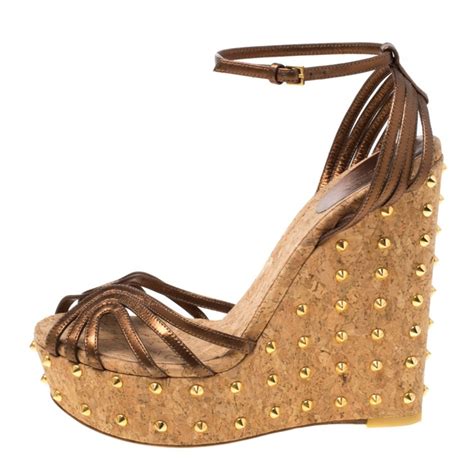 gucci cork wedge sandals|Gucci wedge price.